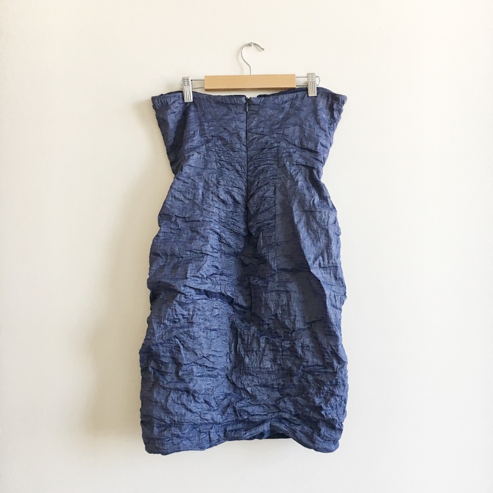 Nicole Miller Navy Blue Crinkled Dress - Picture 3 of 3